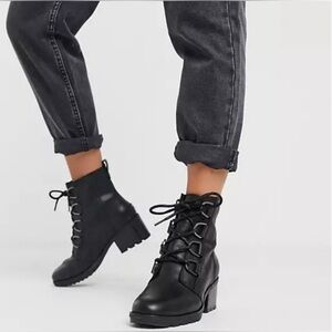 Sorel Cate Lace Up Boot - Black/Black - Womens 8.5